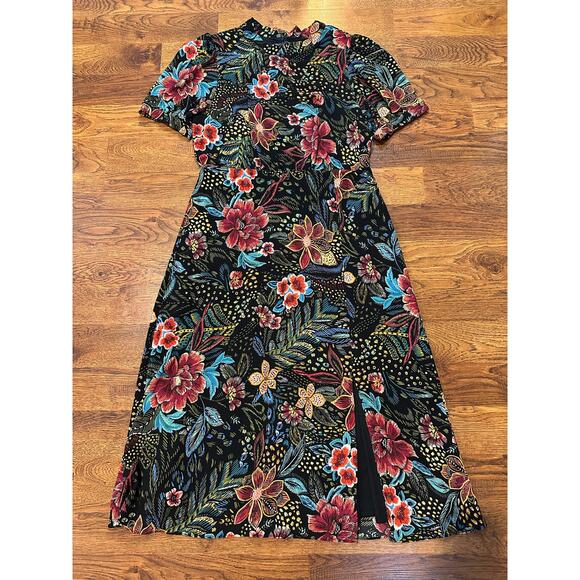 Maia Women’s Floral Print Tie Neck Midi Dress Sz 14 - Picture 1 of 8